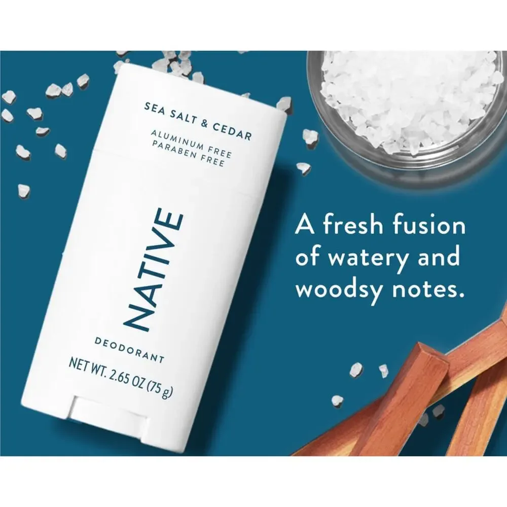 Native‎ Sea Salt & Cedar Deodorant Aluminum Free Paraben Free Fresh Scent NEW